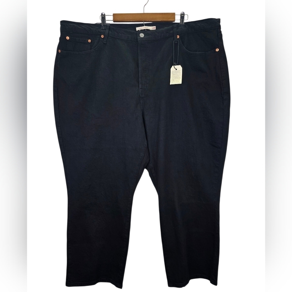 NWT Levis Strauss & Co Women's Button Fly Wedgie Straight Black Denim Size 24W